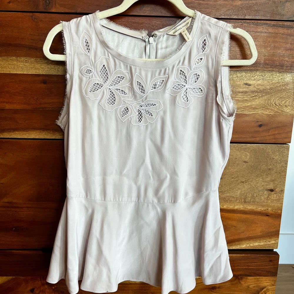 Rebecca Taylor silk sleeveless peplum top